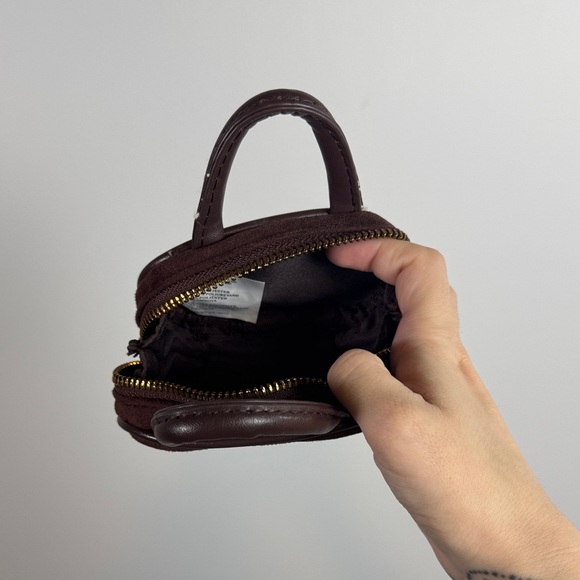 NWOT Steve Madden Chocolate Brown Suede Mini Pouch Bag Charm / Coin Purse - Picture 3 of 4